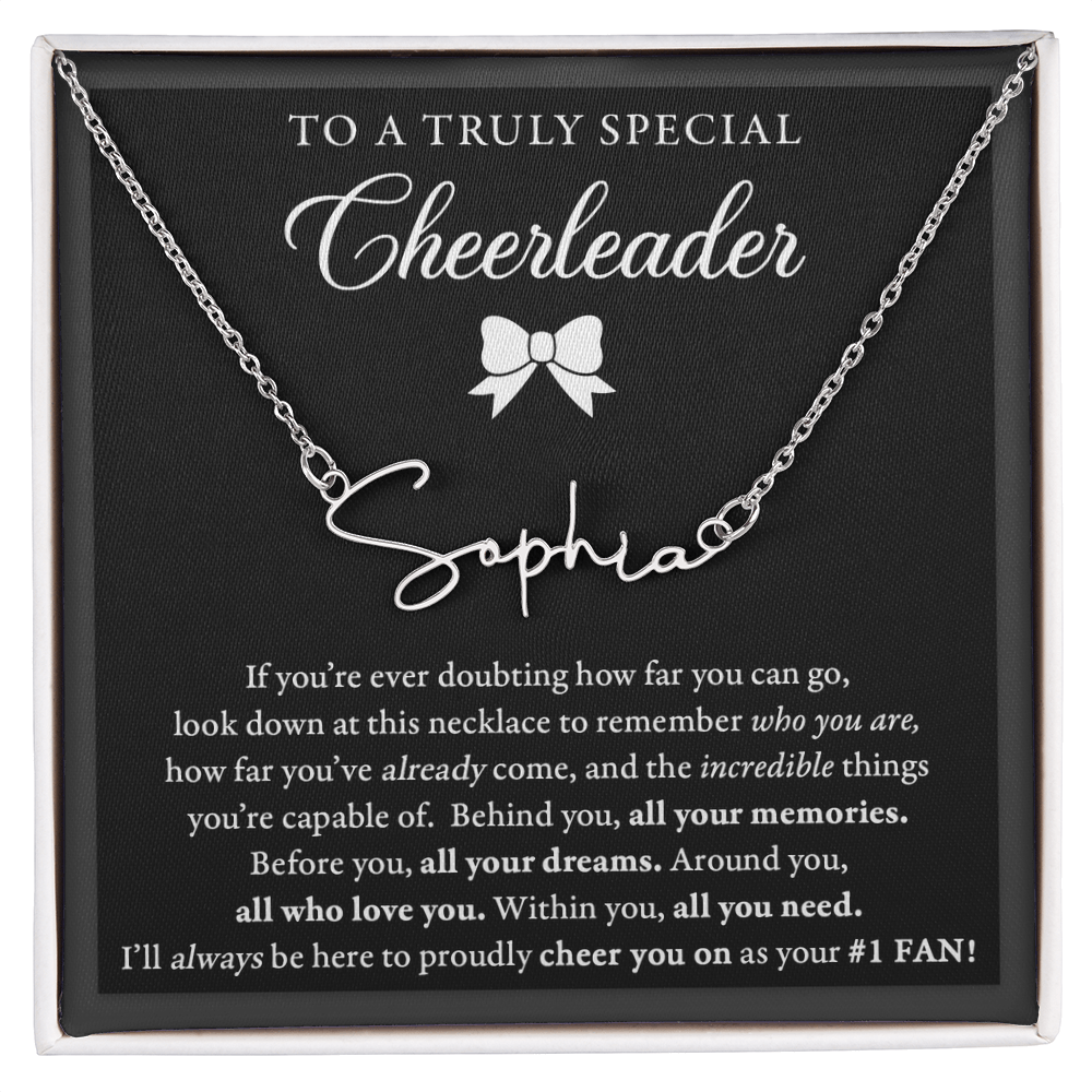 Doubting Behind - Bow - SIgned Name Necklace - Cheer