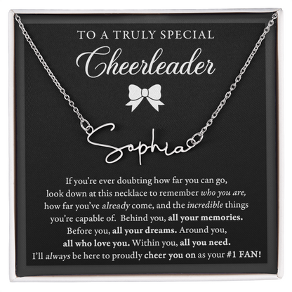 Doubting Behind - Bow - SIgned Name Necklace - Cheer