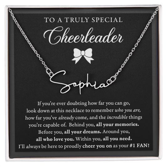 Doubting Behind - Bow - SIgned Name Necklace - Cheer