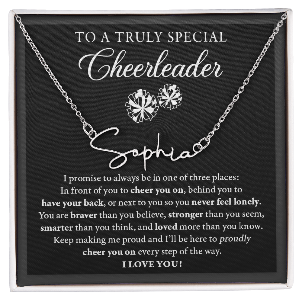 3 places - Signed Name Necklace - Cheerleader