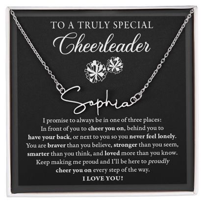 3 places - Signed Name Necklace - Cheerleader