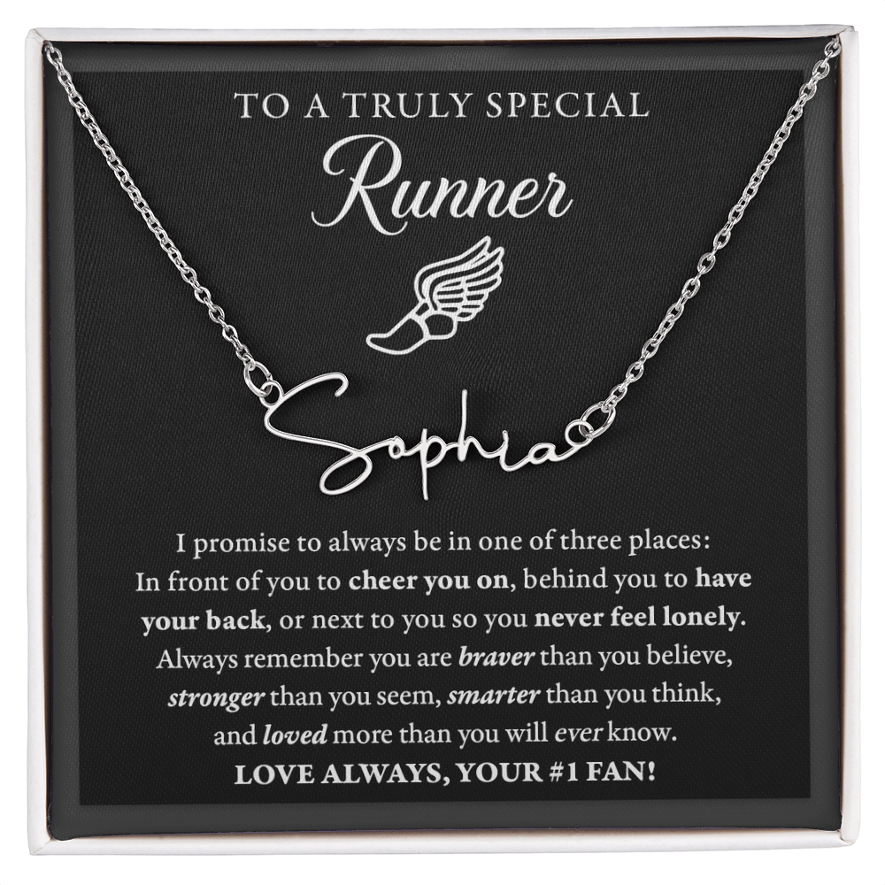 3 places Braver - Signed Name Necklace - Runner