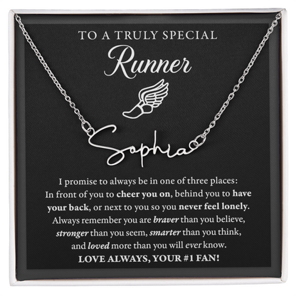 3 places Braver - Signed Name Necklace - Runner
