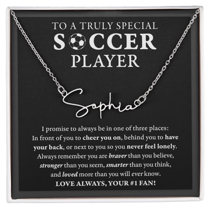 Soccer - 3 places Braver - Name Necklace