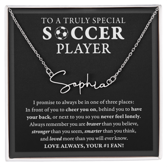 Soccer - 3 places Braver - Name Necklace