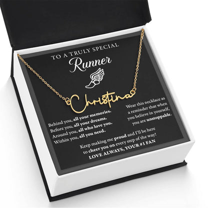 Behind Unstoppable - Signed Name Necklace - Runner
