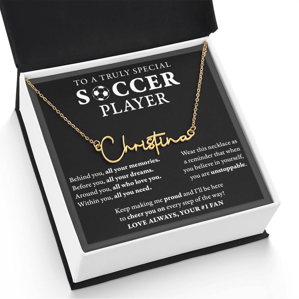 Soccer - Behind Unstoppable - Name Necklace