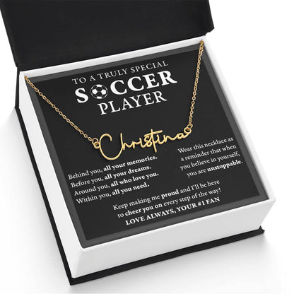 Soccer - Behind Unstoppable - Name Necklace