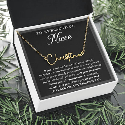 Doubting Behind - SIgned Name Necklace - Niece