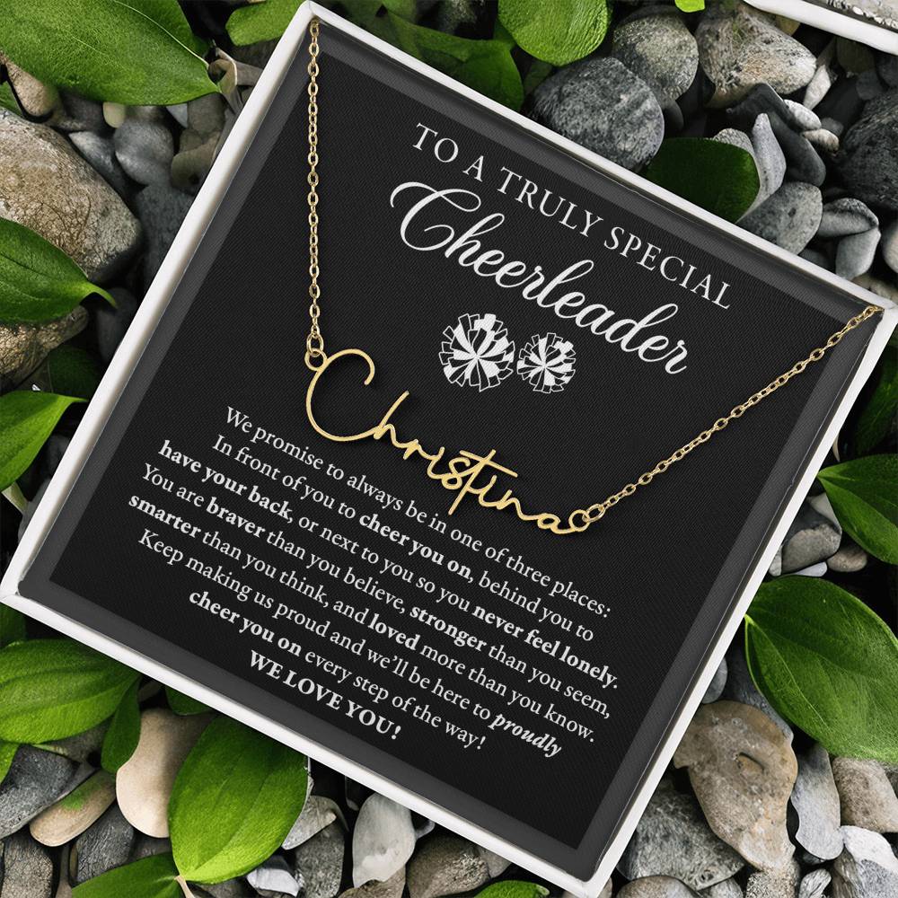 3 places (Plural) - Signed Name Necklace - Cheerleader