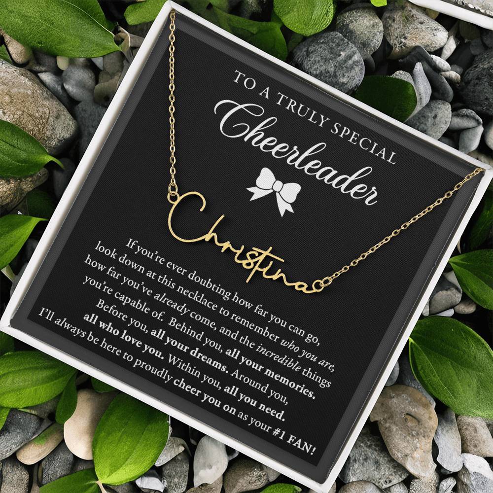 Doubting Behind - Bow - SIgned Name Necklace - Cheer
