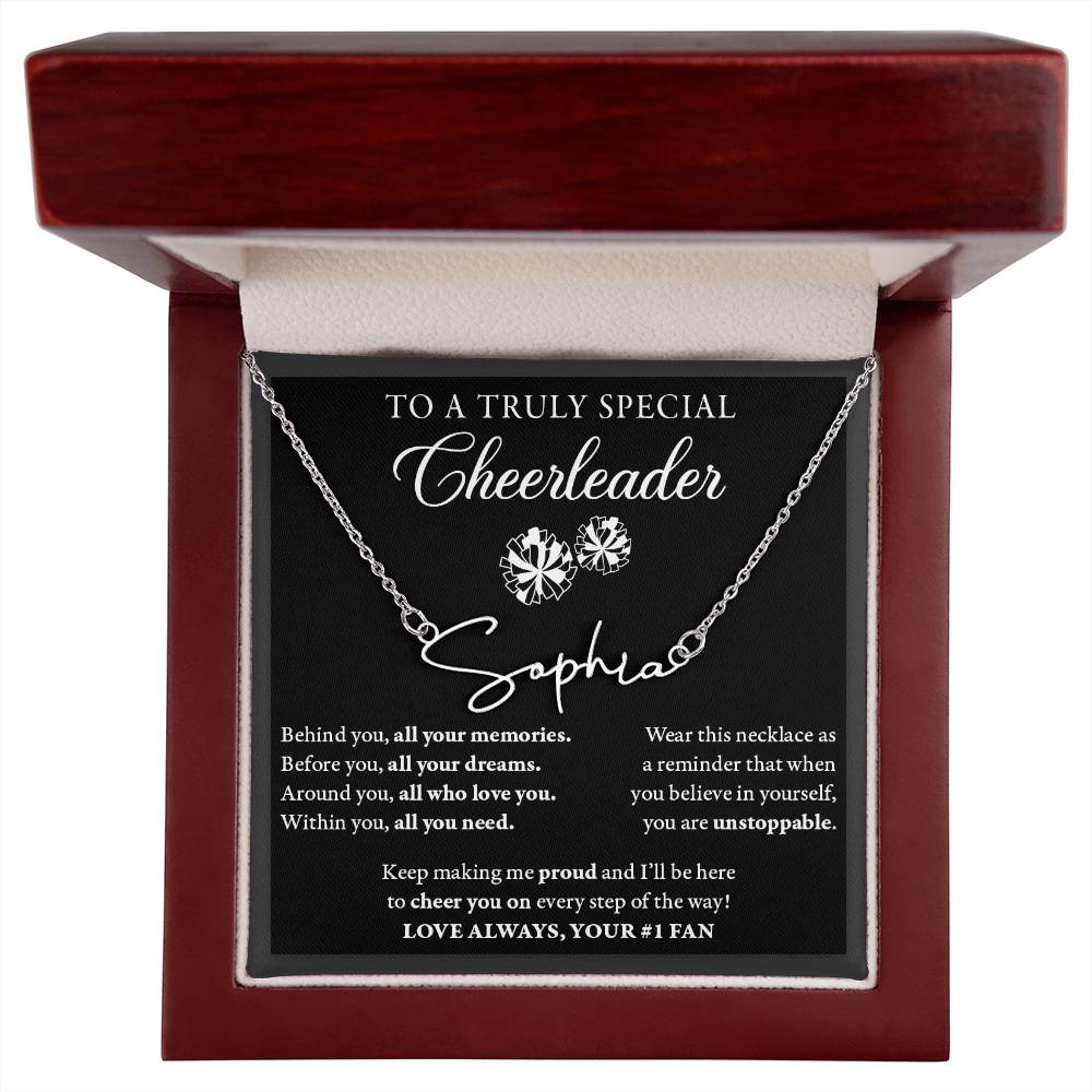 Behind you - Signed Name Necklace - Cheerleader