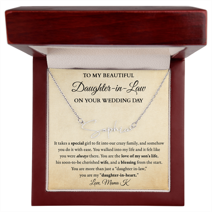 Bride DIL - Fit into family - Signed Name Necklace (w/ Shine Personalization)