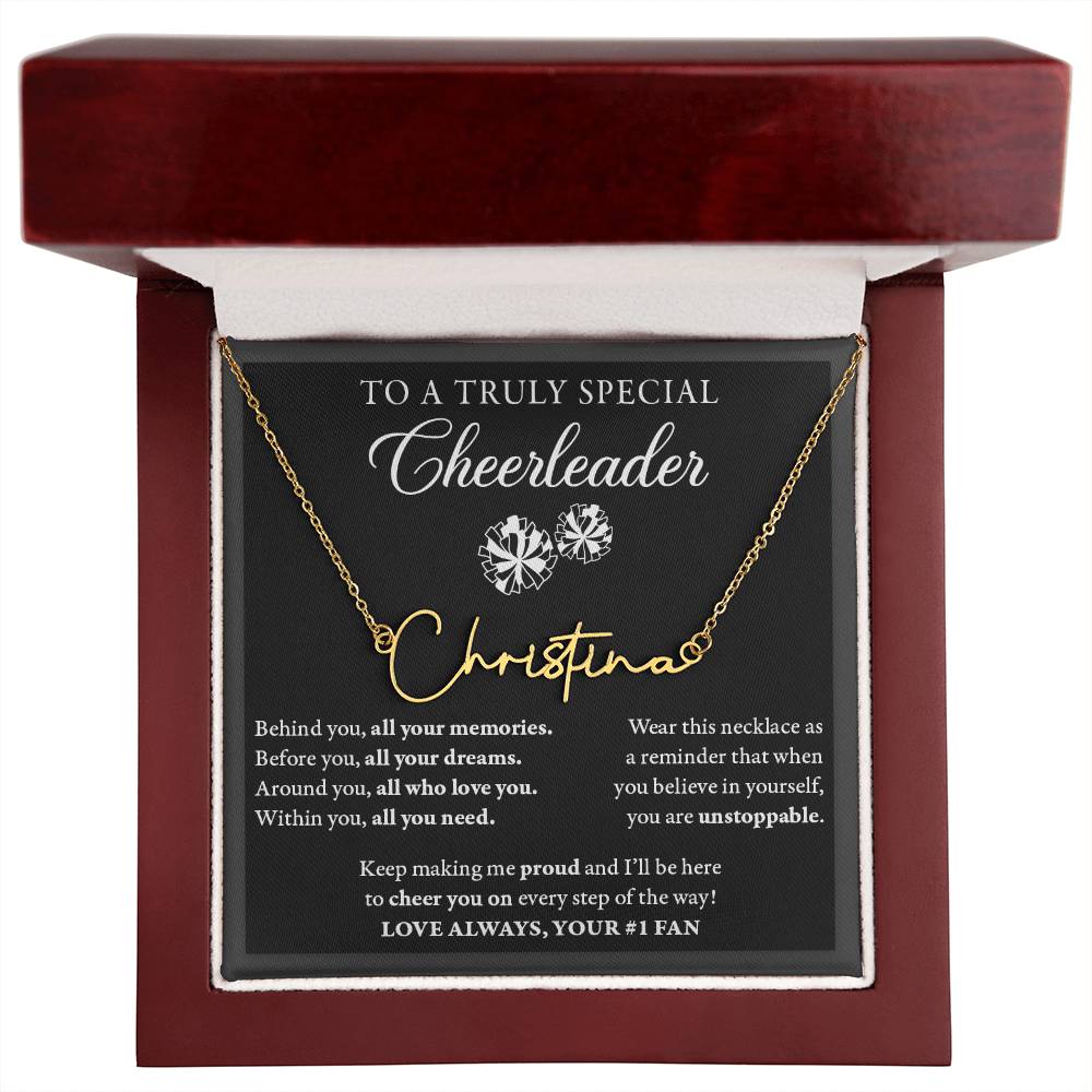 Behind you - Signed Name Necklace - Cheerleader