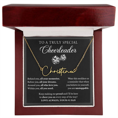 Behind you - Signed Name Necklace - Cheerleader