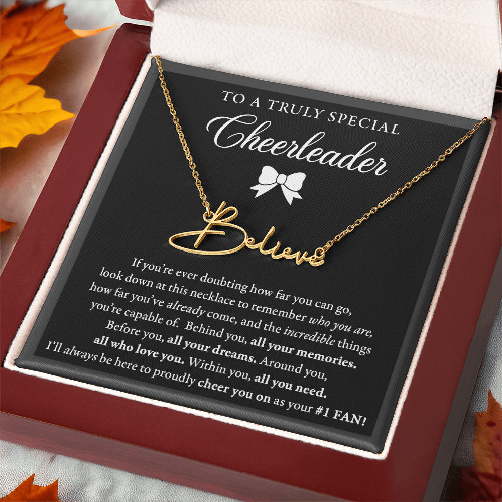 Doubting Behind - Bow - SIgned Name Necklace - Cheer
