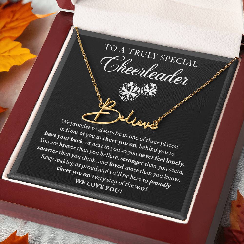 3 places (Plural) - Signed Name Necklace - Cheerleader