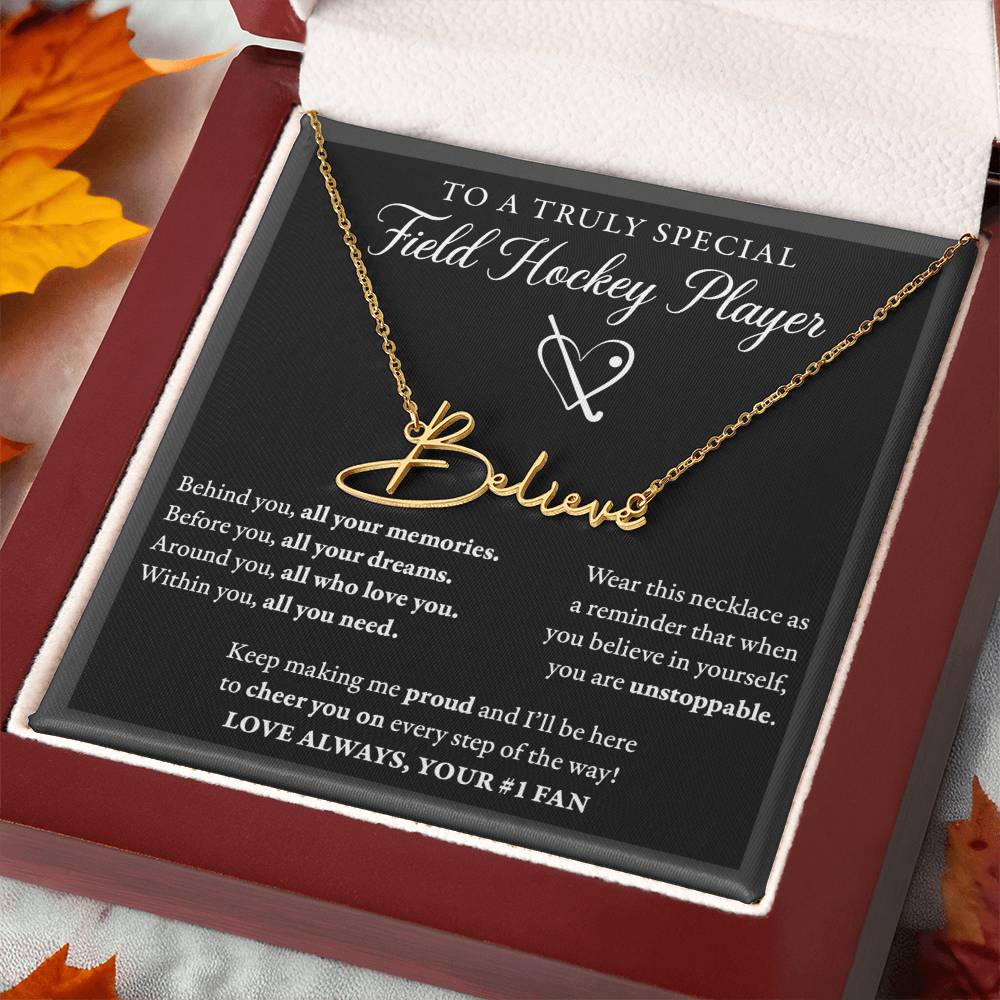 Field Hockey - Behind Unstoppable - Name Necklace