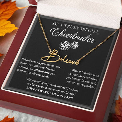 Behind you (Plural) - Signed Name Necklace - Cheerleader