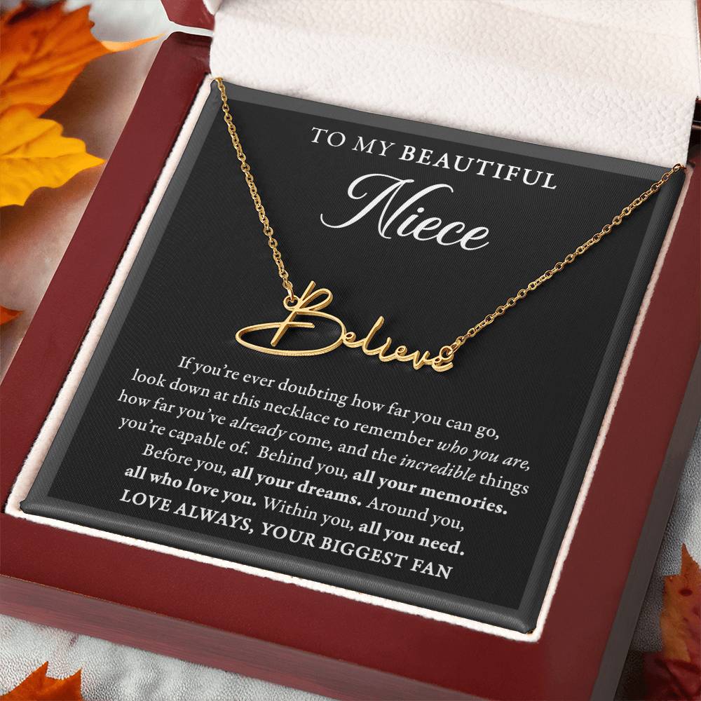 Doubting Behind - SIgned Name Necklace - Niece