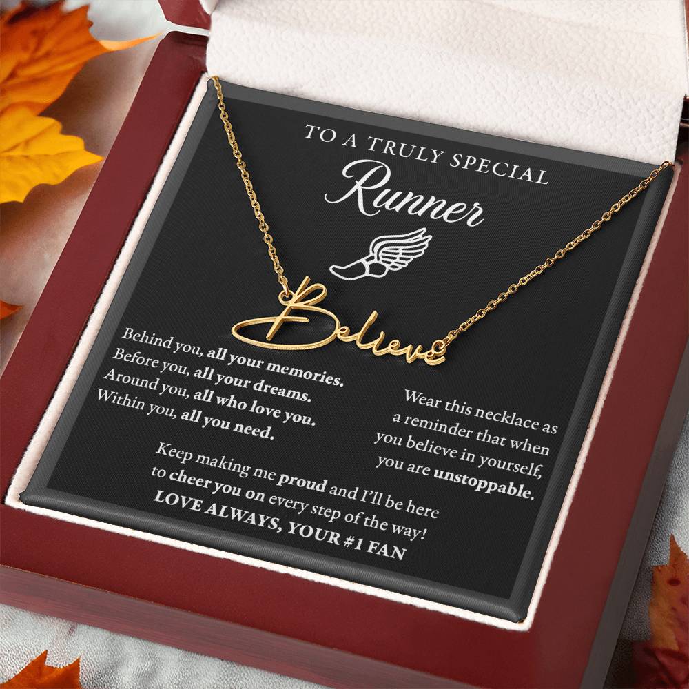 Behind Unstoppable - Signed Name Necklace - Runner