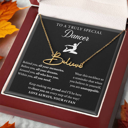 Behind Unstoppable - Signed Name Necklace - Dance