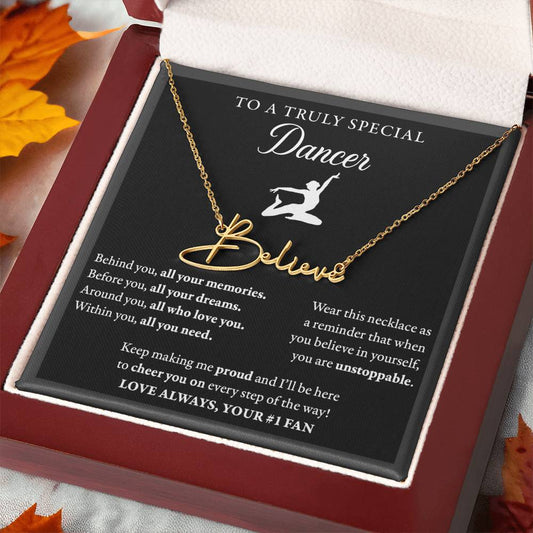 Behind Unstoppable - Signed Name Necklace - Dance