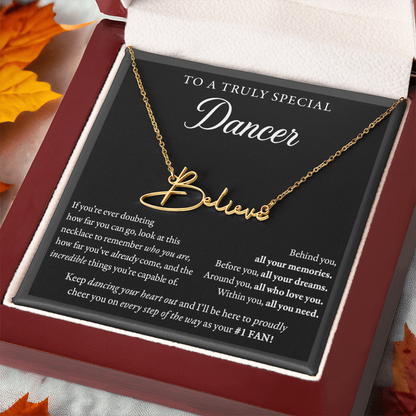 Doubting Behind - SIgned Name Necklace - Dance