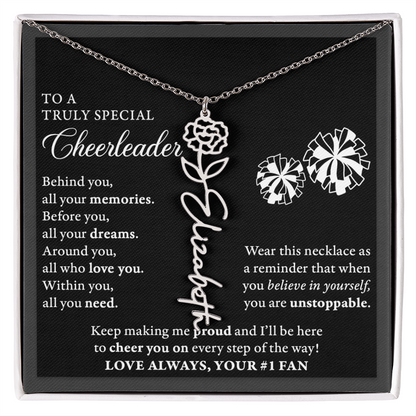 Behind you -  Birth Flower Name Necklace - Cheerlader