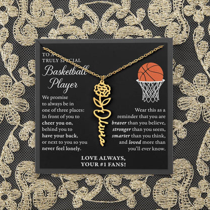 Basketball - 3 places Braver Plural - Flower Name Necklace