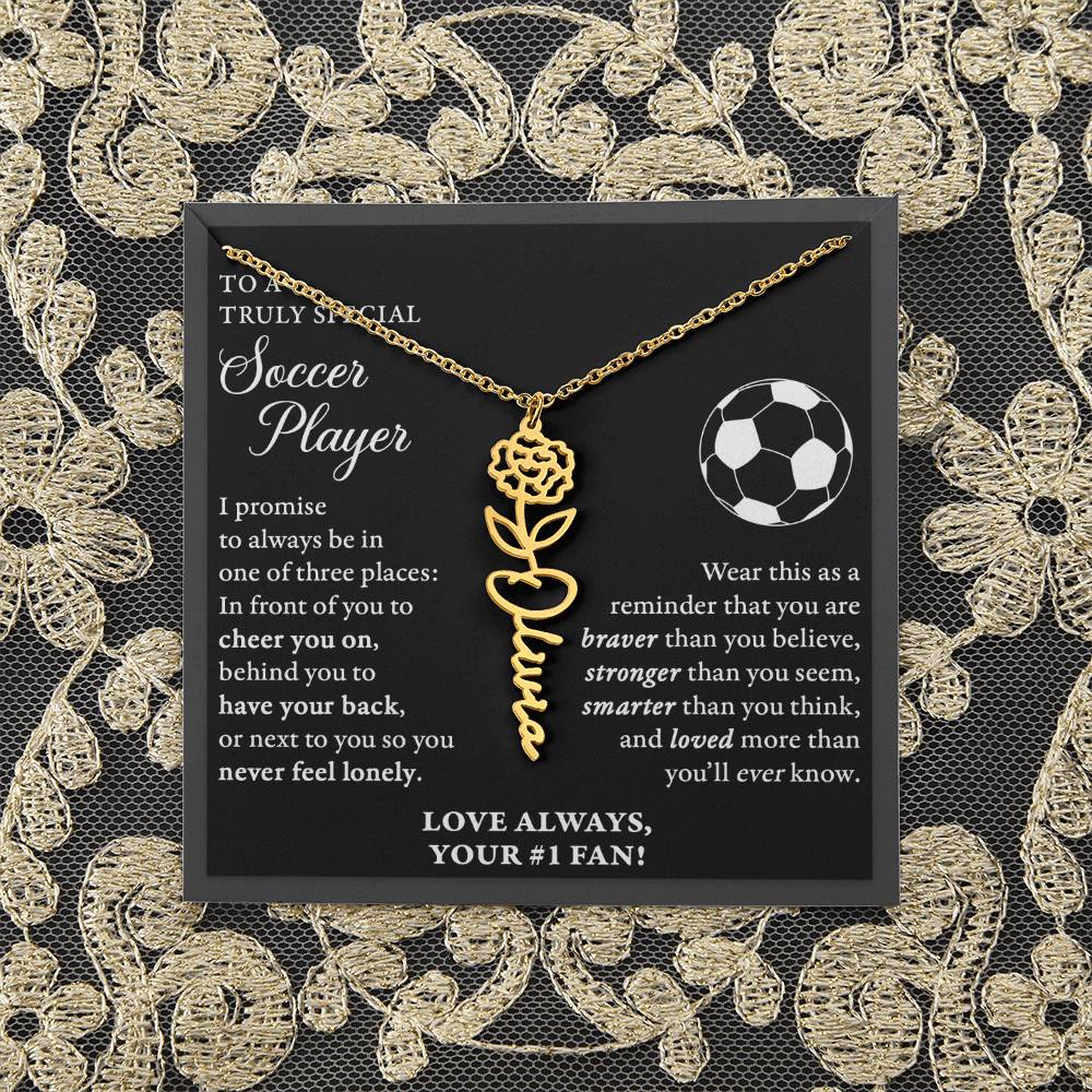 Soccer - 3 places Braver - Flower Name Necklace