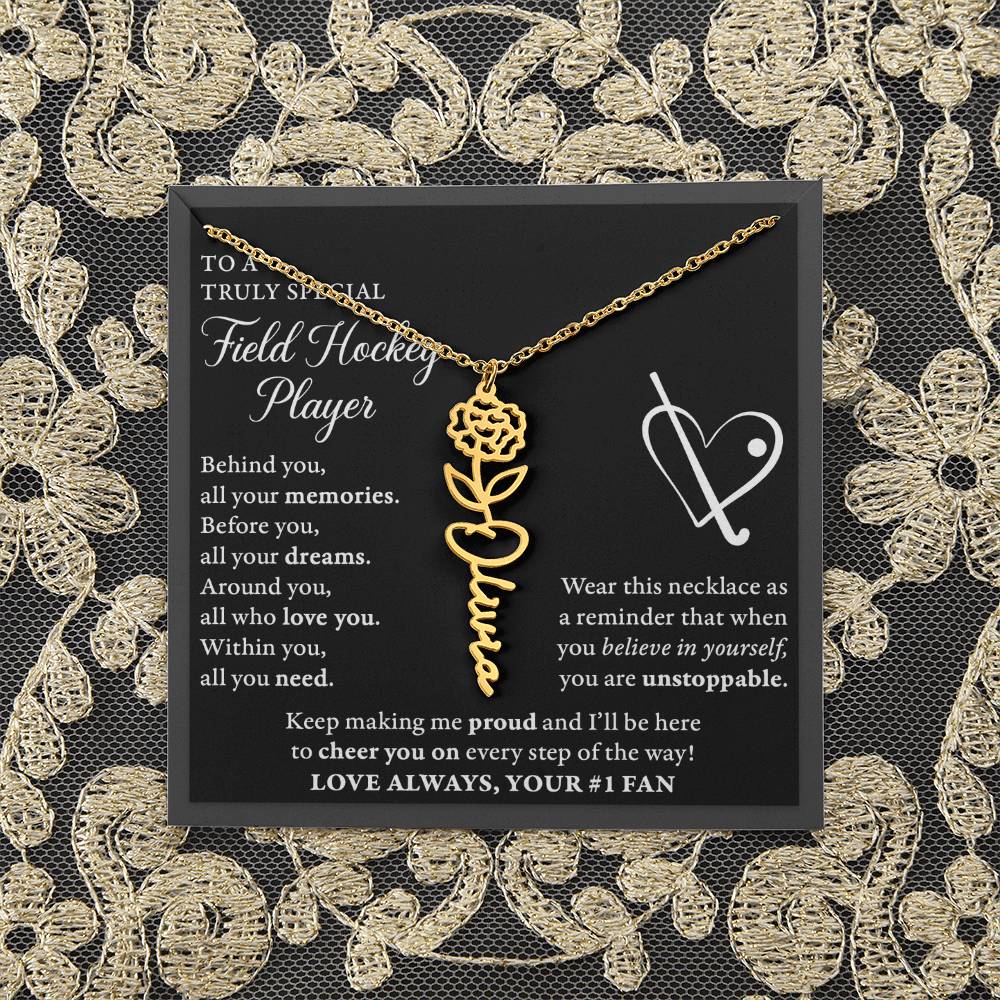 Field Hockey - Behind Unstoppable - Flower Name Necklace
