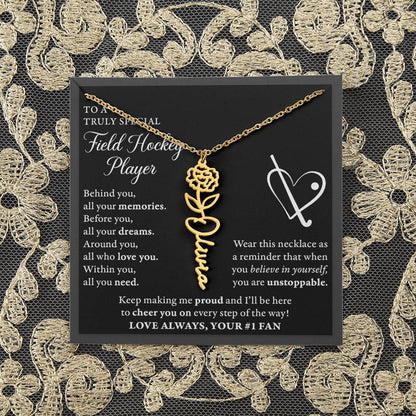 Field Hockey - Behind Unstoppable - Flower Name Necklace