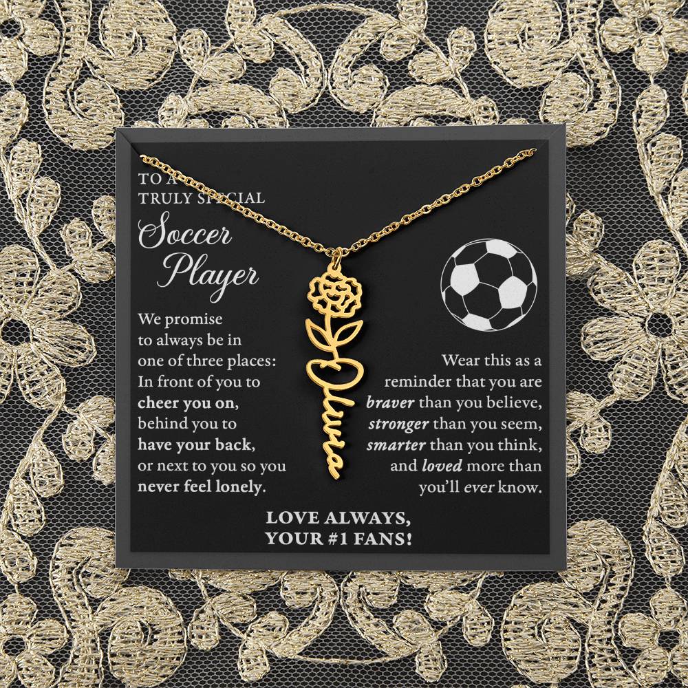 Soccer - 3 places Braver Plural - Flower Name Necklace