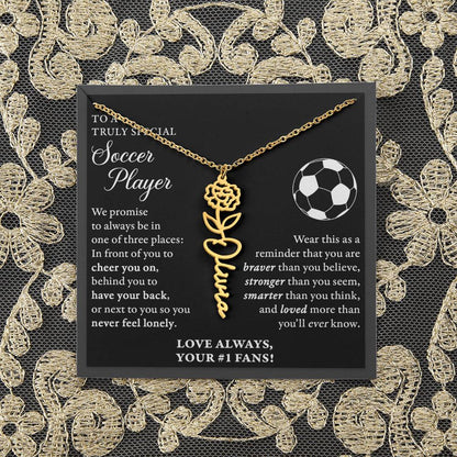 Soccer - 3 places Braver Plural - Flower Name Necklace