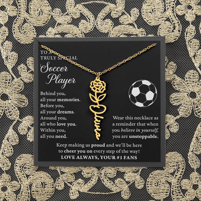 Soccer - Behind Unstoppable Plural - Flower Name Necklace