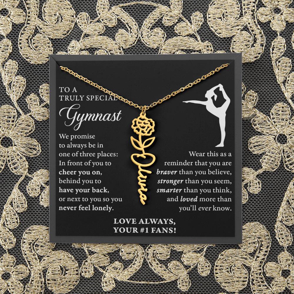 Gymnast - 3 places Braver Plural - Flower Name Necklace