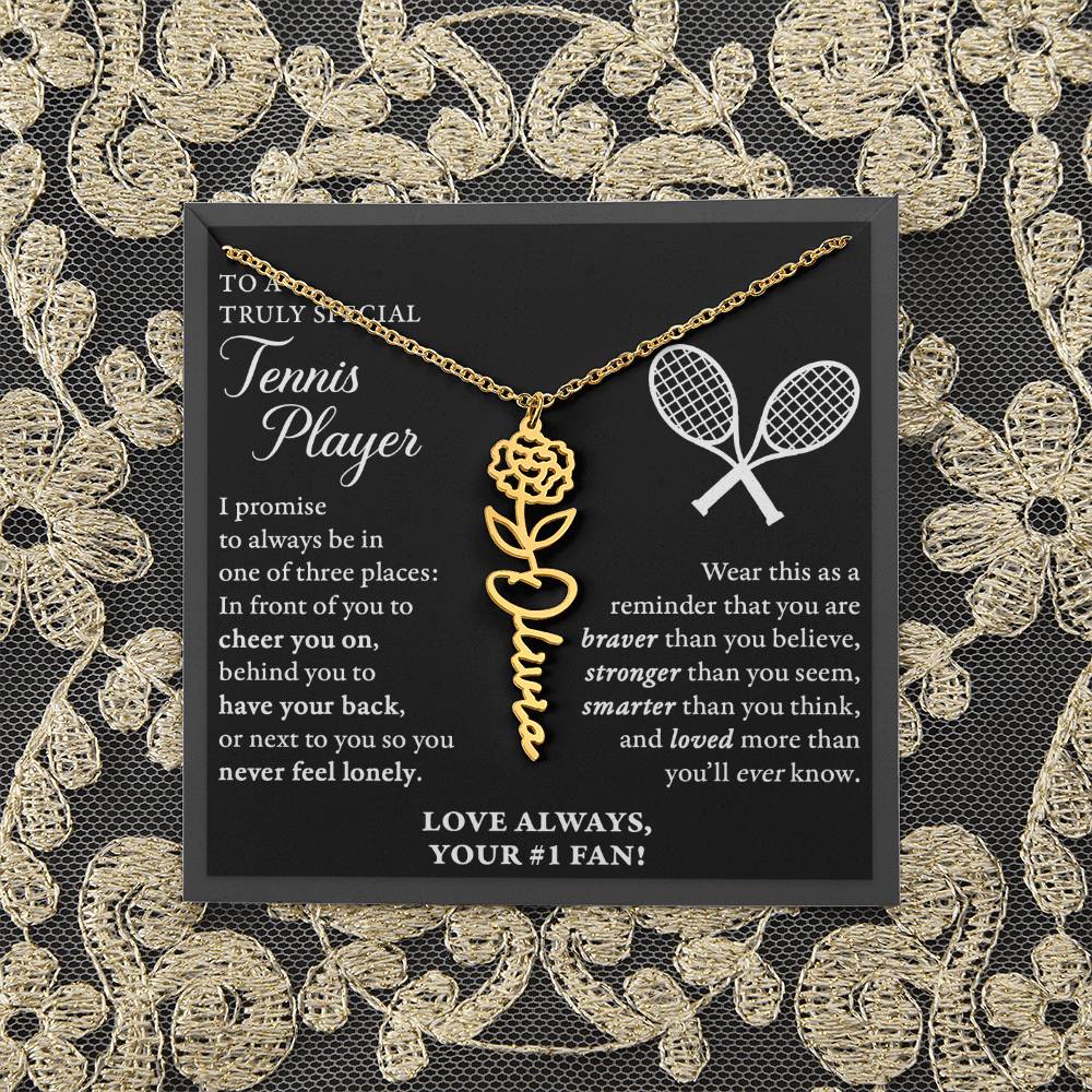 Tennis - 3 places Braver - Flower Name Necklace