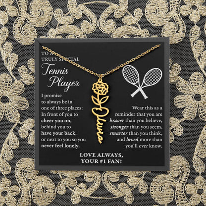 Tennis - 3 places Braver - Flower Name Necklace