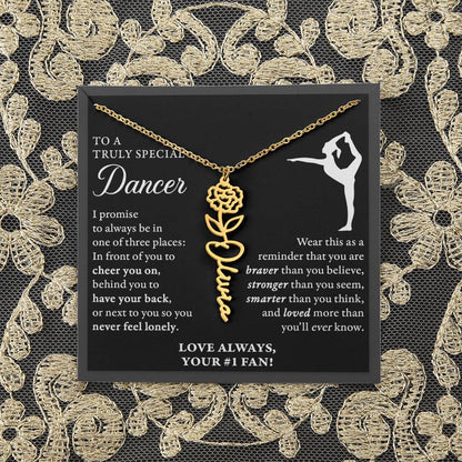 Gymnast Dancer - 3 places Braver - Flower Name Necklace