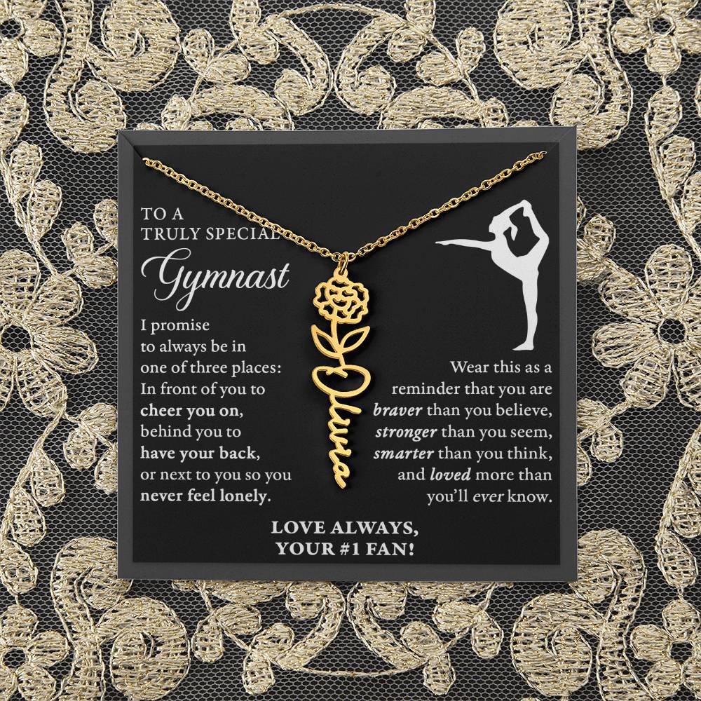 Gymnast - 3 places Braver - Flower Name Necklace