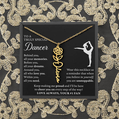 Gymnast Dancer - Behind Unstoppable - Flower Name Necklace