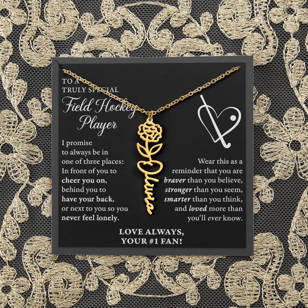 Field Hockey - 3 places Braver - Flower Name Necklace