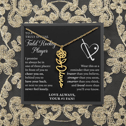 Field Hockey - 3 places Braver - Flower Name Necklace