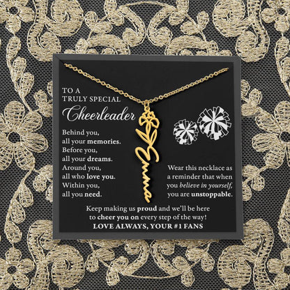 Behind you (Plural) - Birth Flower Name Necklace - Cheerleader