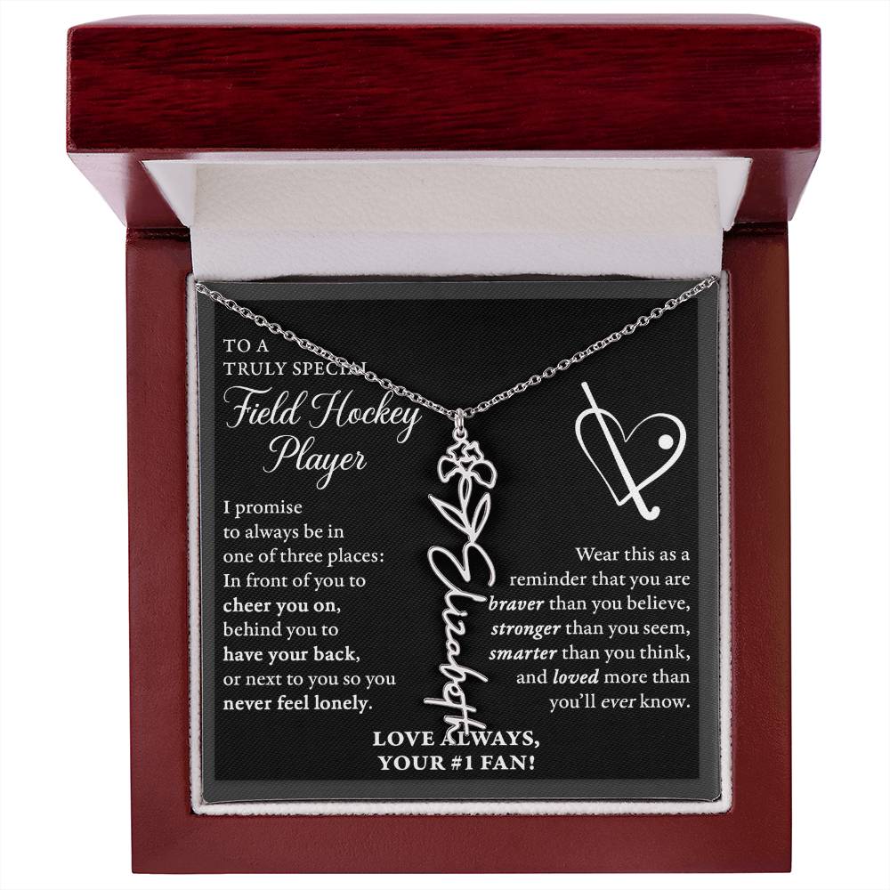 Field Hockey - 3 places Braver - Flower Name Necklace