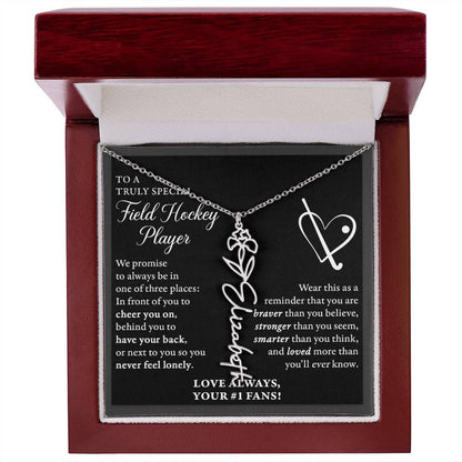 Field Hockey - 3 places Braver Plural - Flower Name Necklace