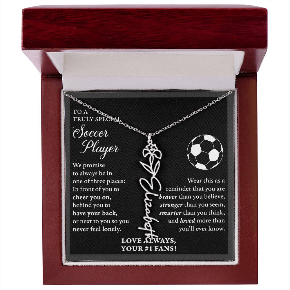Soccer - 3 places Braver Plural - Flower Name Necklace