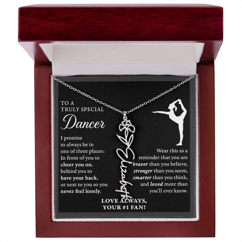 Gymnast Dancer - 3 places Braver - Flower Name Necklace