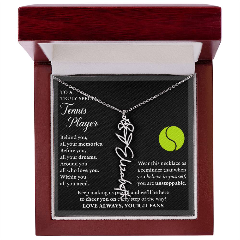 Tennis - Behind Unstoppable Plural - Flower Name Necklace